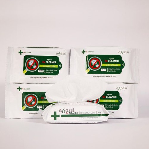 Combo 5 gói khăn ướt cồn Agassi Dr.Cleaner 20 tờ