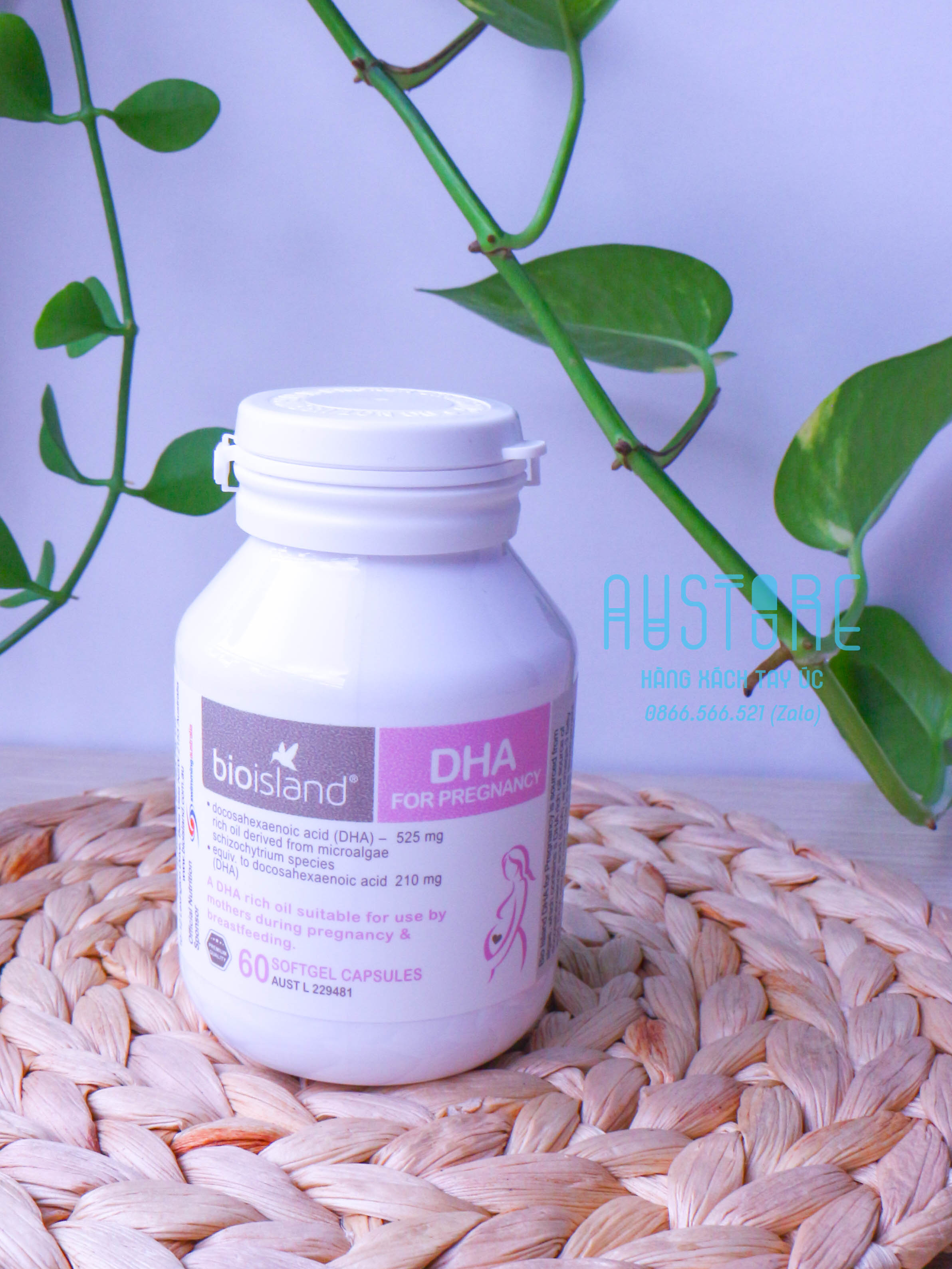 Bổ sung DHA cho bà bầu Bio Island [CHÍNH HÃNG 1 đổi 1] Hổ trợ phát triển trí não thai nhi ( 60 viên) austore