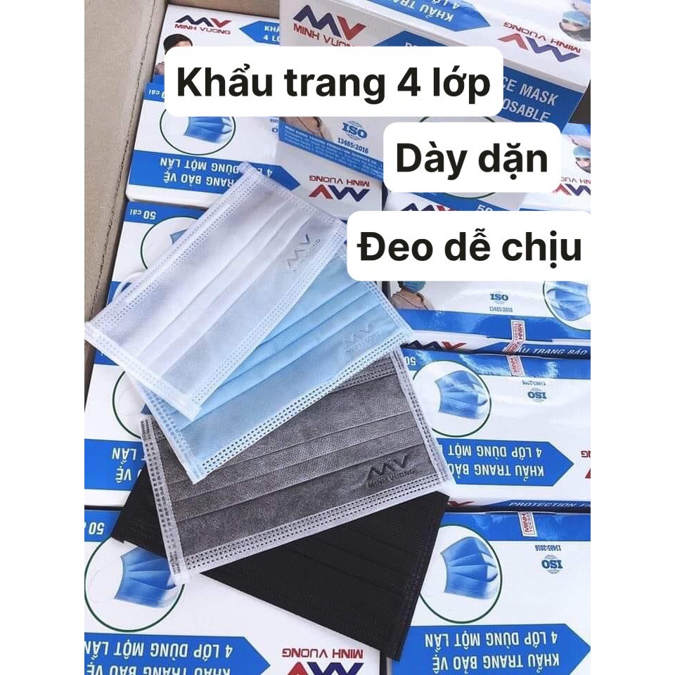 Hình ảnh KHẨU TRANG Y TẾ 4 LỚP - MINH VƯỢNG - CHUẨN HÀNG XUẤT KHẨU - 1 HỘP / 50 CÁI - ĐƯỢC CHỌN MÀU-SP000080