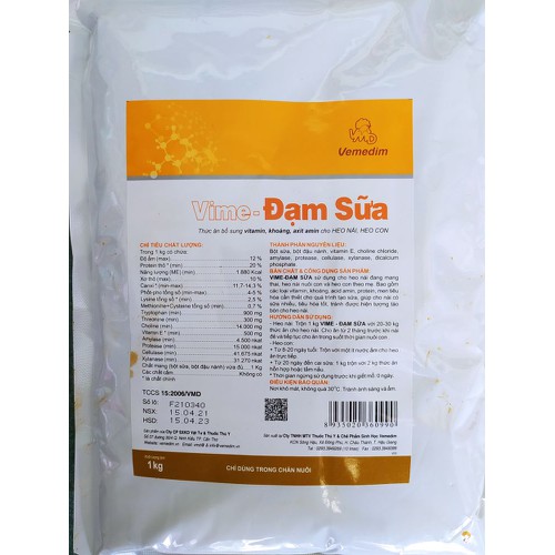 ĐẠM SỮA GÓI 1KG - VIME - ĐẠM SỮA Thức ăn bổ sung cho heo nái, nái mang thai, nái nuôi con và heo con