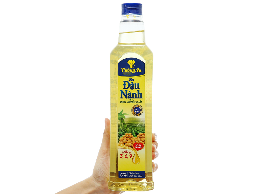 Dầu ăn đậu nành nguyên chất Tường An chai 1 lít date 3/2023