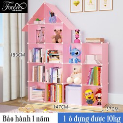 Kệ sách lắp ghép giá rẻ 16 ô kiểu mới hình ngôi nhà- khung nhựa hồng phối lưới sắt -Chọn màu theo phân loại- Kệ sách lắp ghép giá rẻ 16 ô kiểu mới hình ngôi nhà- khung nhựa hồng phối lưới sắt -Chọn màu theo phân loại-