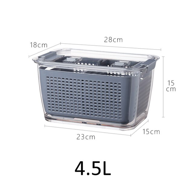 Hình ảnh SET 2 HỘP ĐỰNG THỰC PHẨM TỦ LẠNH 2 LỚP vừa làm rổ rửa thực phẩm, có nút thoát khí hô hấp cho rau củ quả