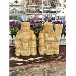 Bộ tượng thờ hai ông Tài Địa Thần Tài Thổ Địa đá ngọc hoàng long - Cao 20 cm