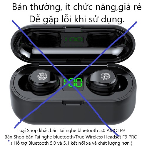 Hình ảnh Tai nghe Bluetooth F9 Pro V5.0 cảm biến vân tay ( Bảo hành 6 tháng, không phải bản Amoi F9 thường, Được kiểm hàng)