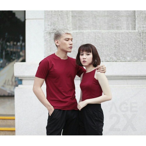 Áo Thun Trơn VNXK Nam Nữ Unisex AGE2X Chính Hãng Màu Đỏ Đô