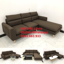 Bộ ghế sofa góc L phòng khách màu nâu cafe sữa đậm giá rẻ ở Nội thất Linco Huyện Nhà Bè HCM SG Bộ ghế sofa góc L phòng khách màu nâu cafe sữa đậm giá rẻ ở Nội thất Linco Huyện Nhà Bè HCM SG