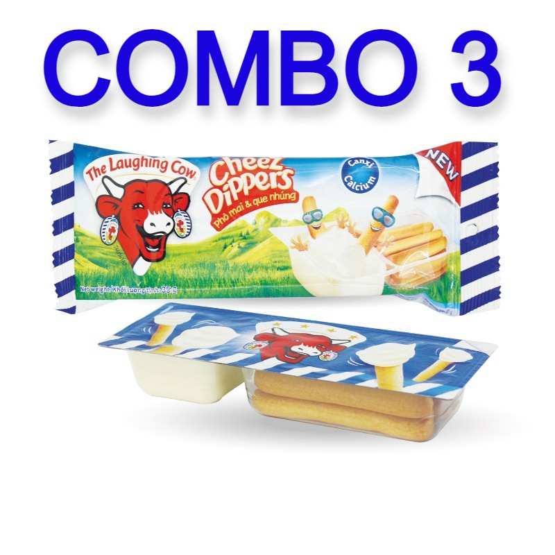 Hình ảnh Combo 3 gói BÁNH QUE CHẤM PHÔ MAI CON BÒ CƯỜI vị pizza 35gr - HSD: 4/2/2022