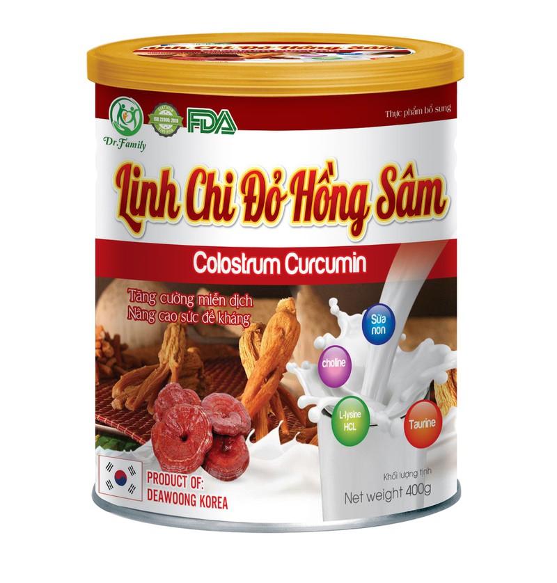 Sữa Bột Linh Chi Đỏ Hồng Sâm Colostrum Curcumin- Giúp Tăng Cường Miễn Dịch, Nâng Cao Sức Đề Kháng , Giúp Bồi Bổ Sức Khỏe, Ăn