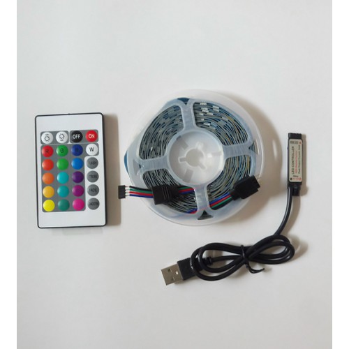Cuộn Dây đèn Led dây dán RGB (Nhiều Màu) có remote 24 Key Điều Khiển Theo ý Muốn Dùng Cổng USB 5V