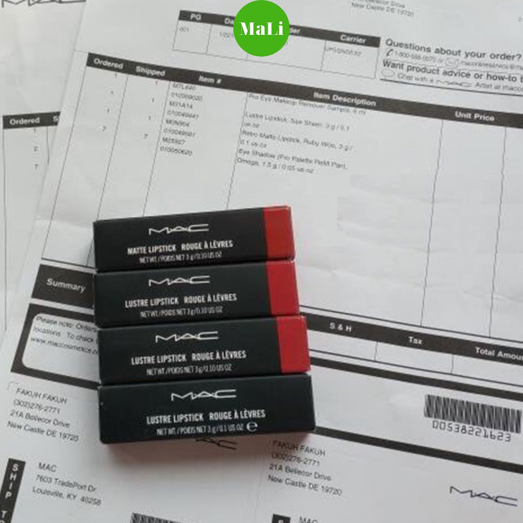 Son Mac Kem Cao Cấp, Check mã vạch,(4 màu) 998 Sorry Not Sorry, 987 M-A-C.Smash, 988 A Little Tamed, 989 Mull It Over
