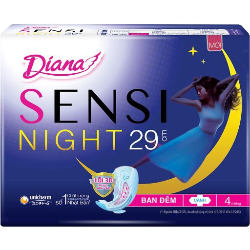 Hình ảnh BĂNG VỆ SINH DIANA SENSI BAN ĐÊM 29CM (4 MIẾNG)