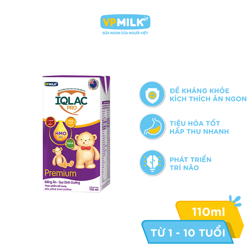 Sữa Bột Pha Sẵn VPMilk IQLac Pro Biếng ăn - Suy Dinh Dưỡng Premium Hộp 110ml (Thùng 48 Hộp)