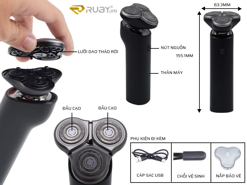 Máy Cạo Râu XIAOMI MIJIA S500 Lưỡi Dao Sắc Bén Giúp Tăng Diện Tích Cạo Râu Gấp 2 Lần