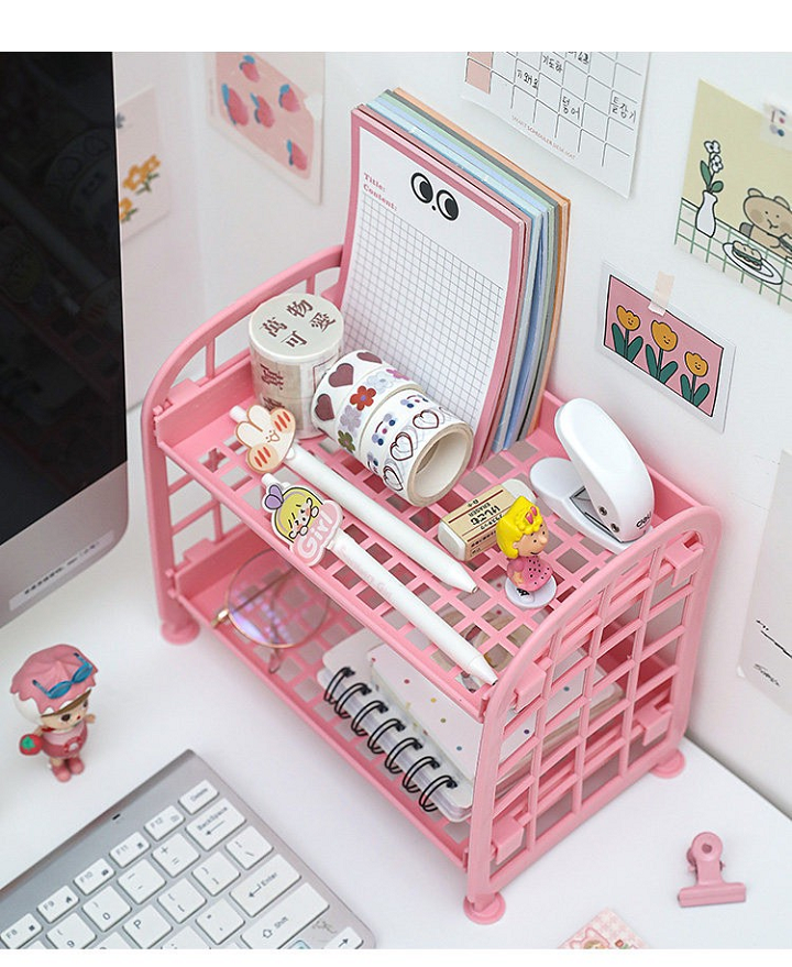 Kệ Nhựa Mini 2 Tầng Đựng Đồ Trang Trí