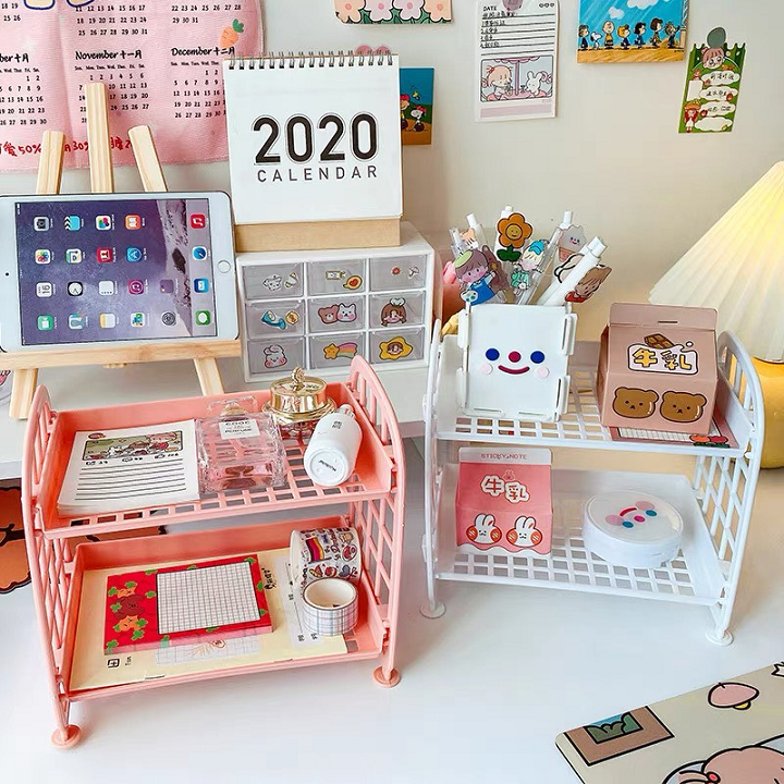 Kệ Nhựa Mini 2 Tầng Đựng Đồ Trang Trí