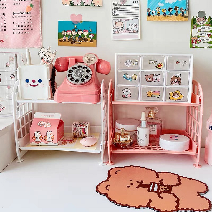 Kệ Nhựa Mini 2 Tầng Đựng Đồ Trang Trí