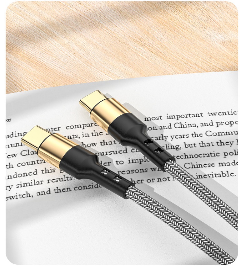 Hình ảnh Cáp sạc nhanh mạ vàng cổng USB 3.1 Type C to Type C 3A PD 60W dài 1m