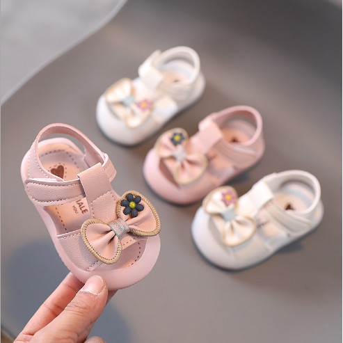 Hình ảnh Quảng châu loại 1_Sandal nơ tập đi siêu xinh bé gái đế mềm chống trượt chống vấp 0-2 tuổi