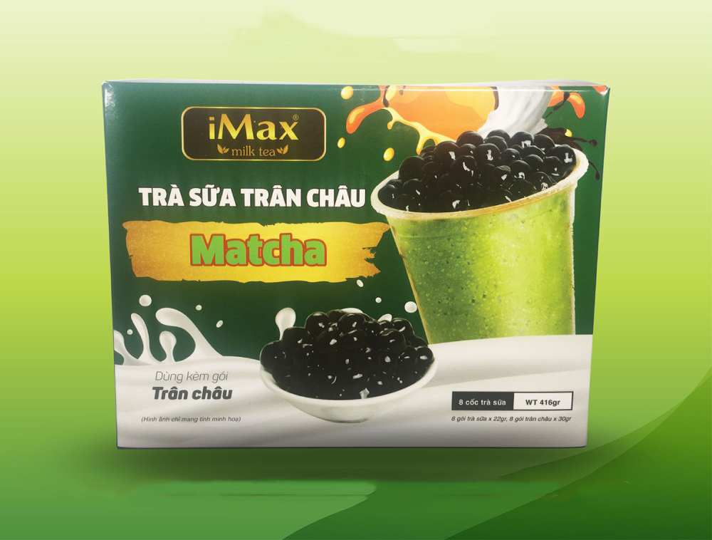 Trà Sữa Trân Châu Đường Đen/ Hồng Trà/ Matcha/ Socola hòa tan tự pha iMax Milk Tea dạng gói hộp 8 set - 416g