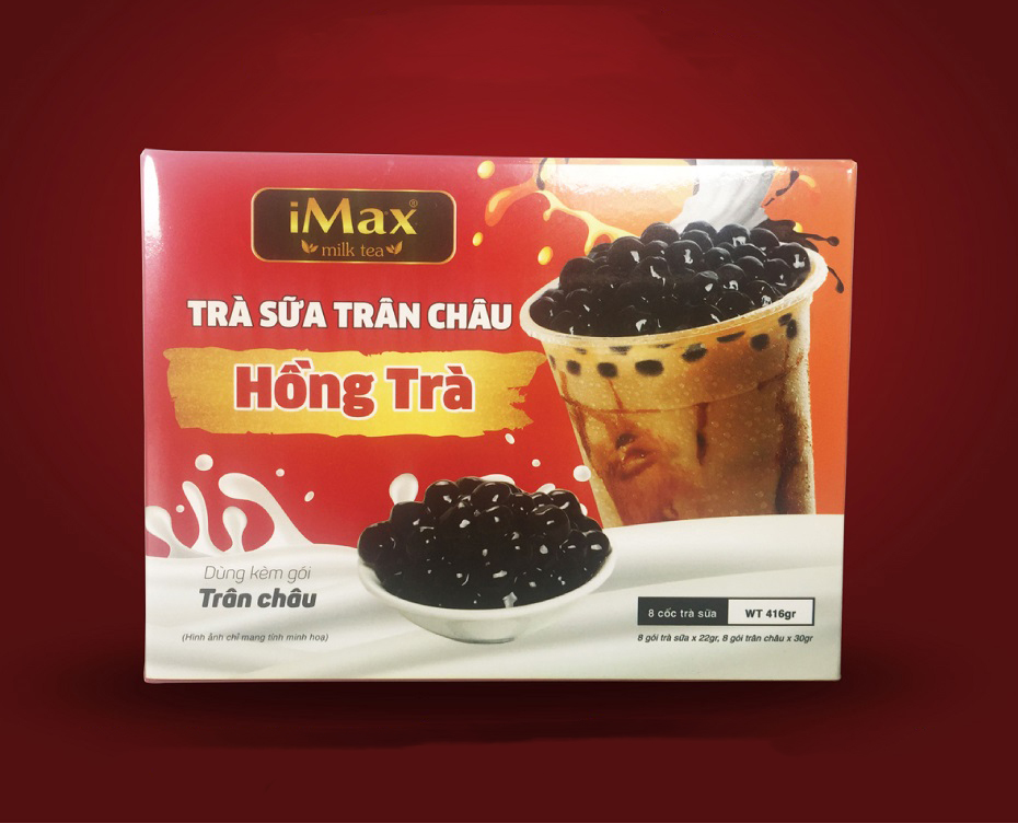 Trà Sữa Trân Châu Đường Đen/ Hồng Trà/ Matcha/ Socola hòa tan tự pha iMax Milk Tea dạng gói hộp 8 set - 416g