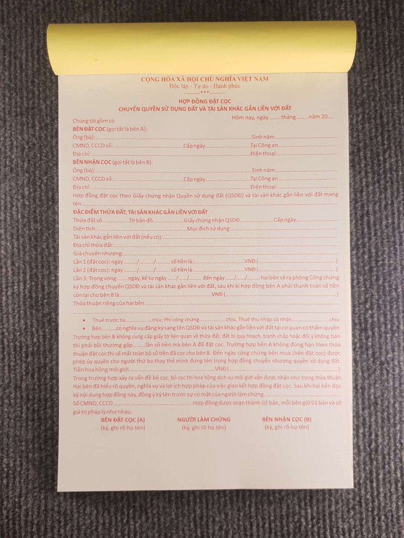 Sổ đặt cọc nhà đất Thần Tài (loại cao cấp)