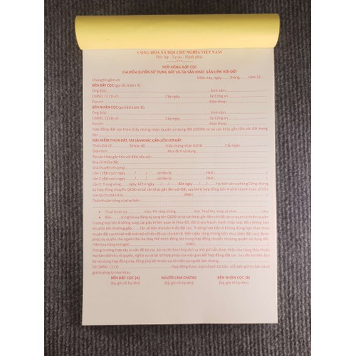 Sổ đặt cọc nhà đất Thần Tài (loại cao cấp)