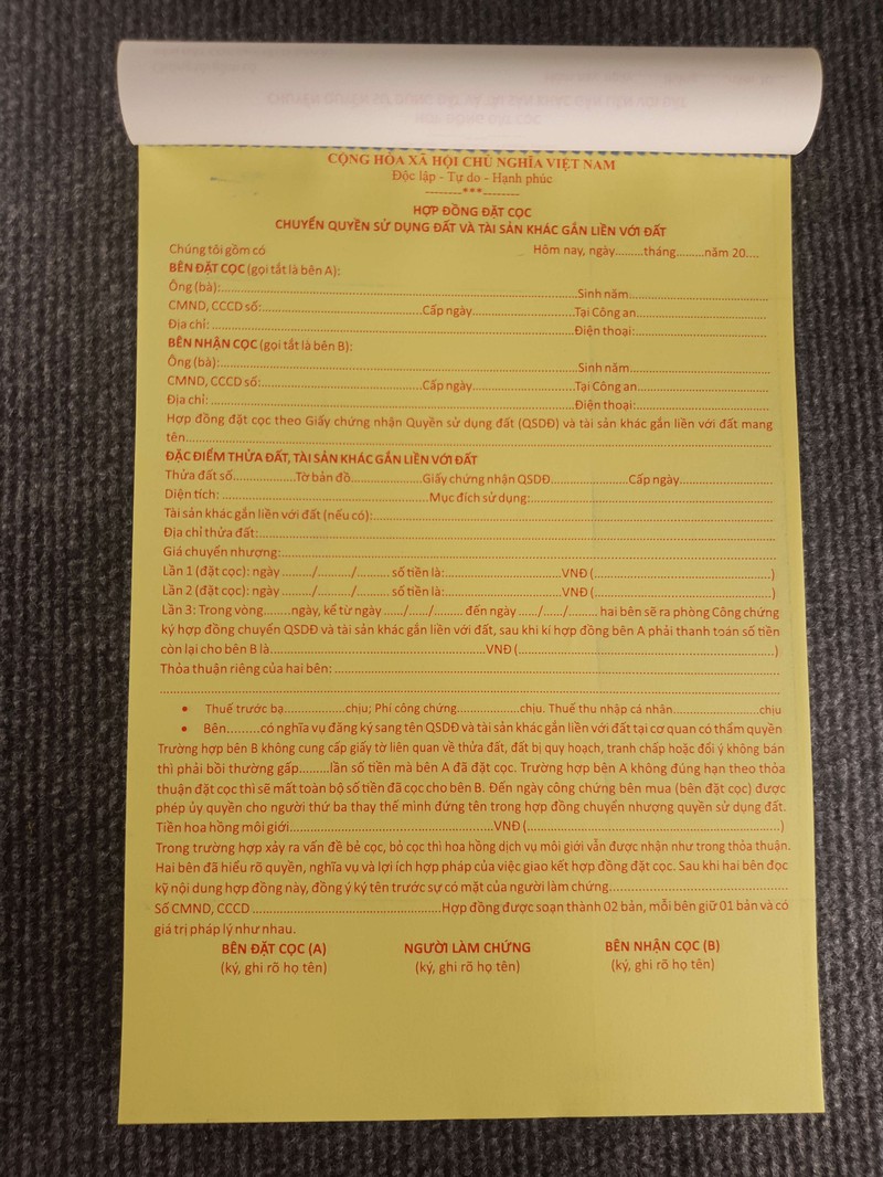 Sổ đặt cọc nhà đất Thần Tài (loại cao cấp)