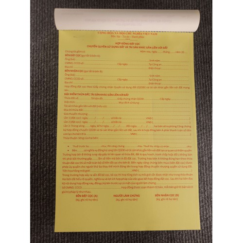 Sổ đặt cọc nhà đất Thần Tài (loại cao cấp)