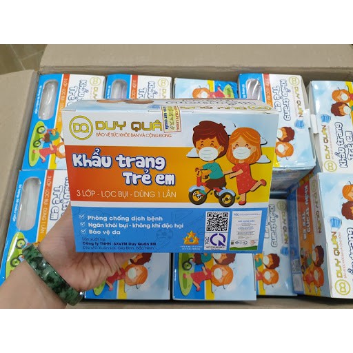 Hình ảnh Hộp 50 chiếc Khẩu trang y tế cho bé Duy Quân - Hàng bo viền Loại 1