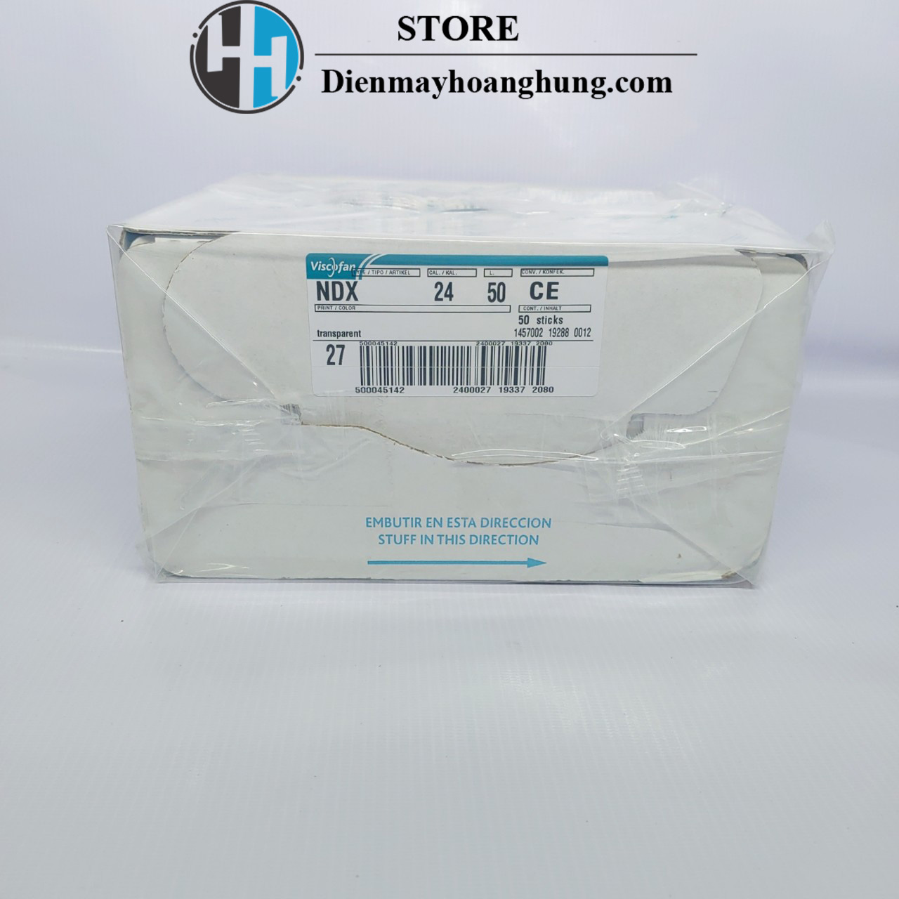 Vỏ xúc xích collagen, vỏ làm lạp xưởng , dồi sụn Phi 26mm chuẩn loại 1 mã NDX của Viscofan