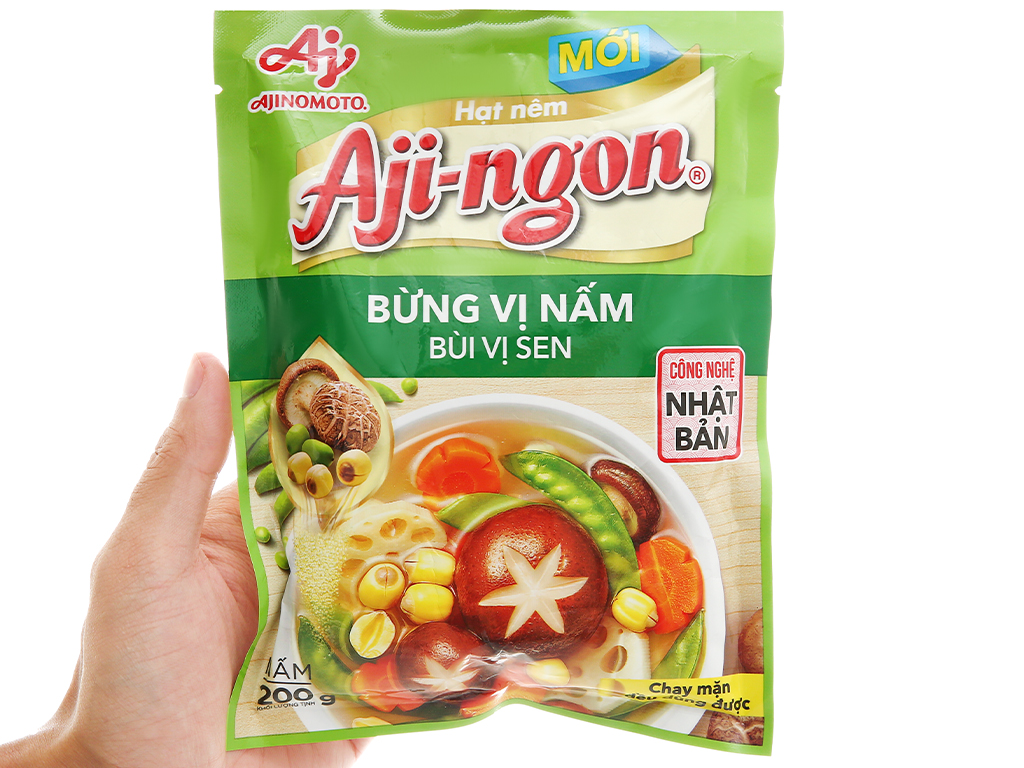 Hạt nêm nấm hương, hạt sen Aji-ngon gói 200g. Date 07.2022