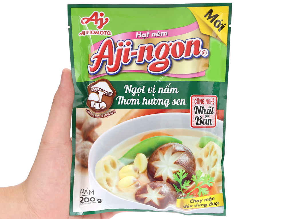 Hạt nêm nấm hương, hạt sen Aji-ngon gói 200g. Date 07.2022