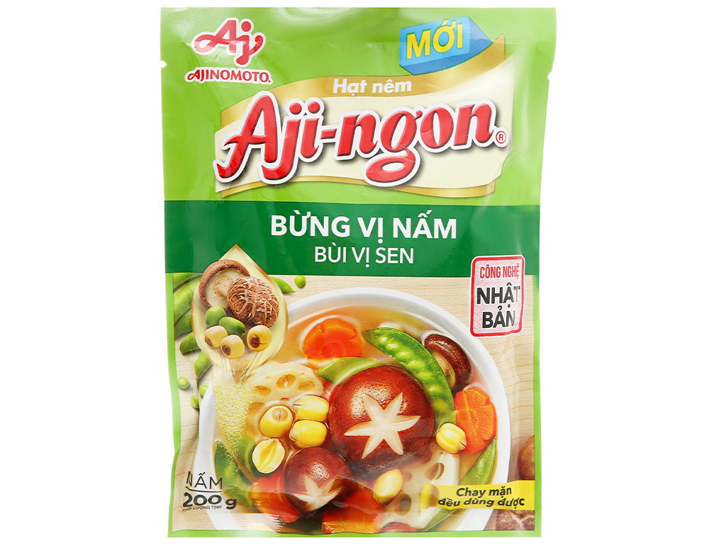 Hạt nêm nấm hương, hạt sen Aji-ngon gói 200g. Date 07.2022