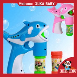Đồ chơi thổi bong bóng, súng bắn bong bóng hình cá heo có nhạc và đèn không cần chấm xà phòng ngộ nghĩnh cho bé Đồ chơi thổi bong bóng, súng bắn bong bóng hình cá heo có nhạc và đèn không cần chấm xà phòng ngộ nghĩnh cho bé