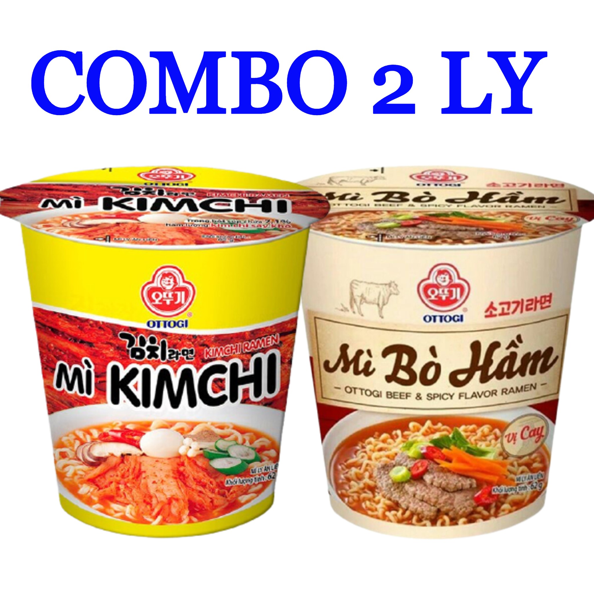 Hình ảnh COMBO 2 LY - Mì Kim Chi / Bò Hầm - Ottogi 62G / 1 Ly - Date 2022