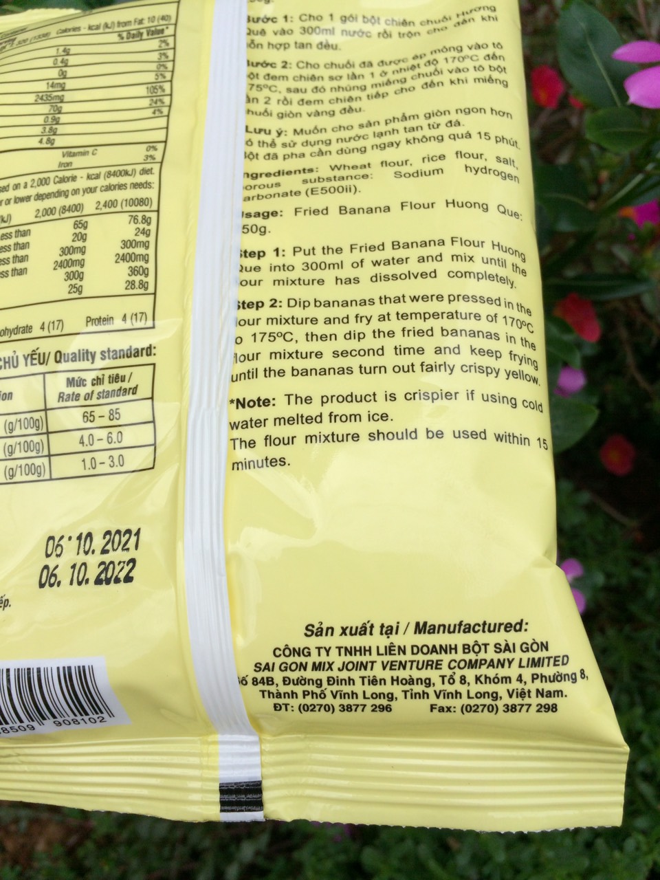 Bột chiên chuối Hương Quê-Vinamix 250gr. Date 10.2022