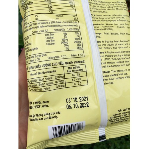 Bột chiên chuối Hương Quê-Vinamix 250gr. Date 10.2022