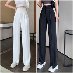 Quần ống rộng nữ lưng chun cạp cao dây rút dáng dài thể thao vải đen nâu,  Quần tây ống suông rộng Kanimi - Giá Tiki khuyến mãi: 79,000đ - Mua ngay! -