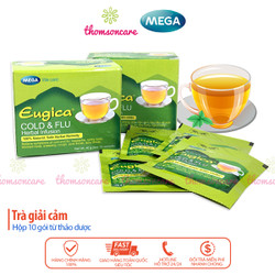 Trà giải cảm Eugica từ thảo dược phòng cúm ngạt mũi hắt hơi cảm lạnh từ gừng tiêu đen quê Hộp 10 gói