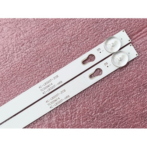 BỘ THANH ĐÈN LED TIVI TCL 32 D3000 MỚI 100%, HÀNG ZIN HÃNG, BỘ 2 THANH MỖI THANH 5 BÓNG 6V DÀI 56,4cm