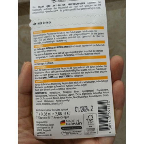 Serum Isana Q10 dạng viên giảm nếp nhăn chống lão hoá hàng nội địa Đức Vĩ 7viên