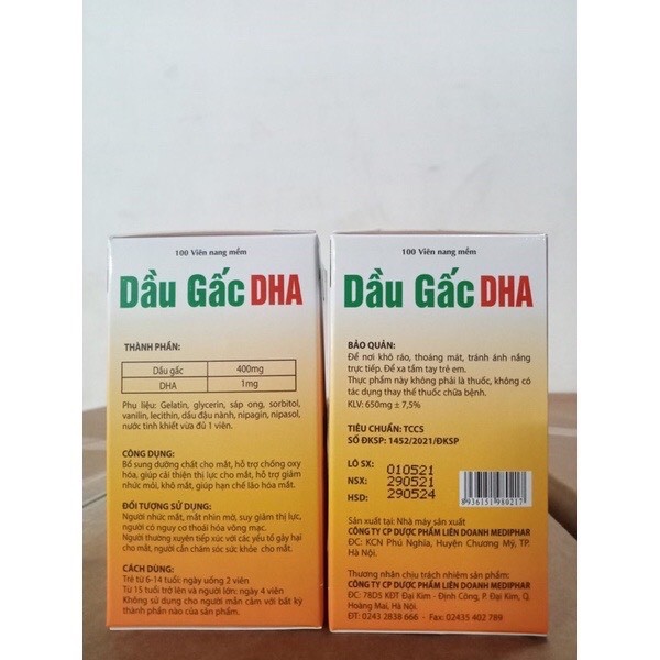 Viên dầu gấc DHA 400 chiết xuất từ tinh dầu gấc giúp sáng mắt đẹp da