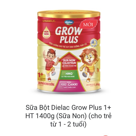 [MẪU MỚI] Sữa Bột Vinamilk Dielac Grow Plus Sữa Non 1+ Hộp thiếc 1.4kg