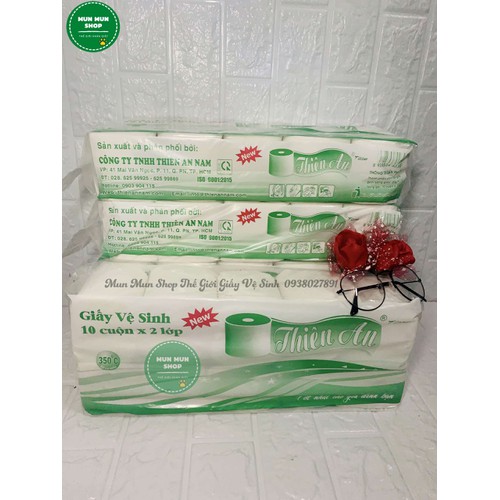 Giấy giá rẻ không lỏi Thien An 10 cuộn/ 1 lốc dai sạch