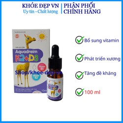 Aquadreim vitamin D3 DHA lọ 10ml bổ sung vitamin D3 cải thiện còi xương chậm lớn cho bé từ 1 tháng tuổi. h