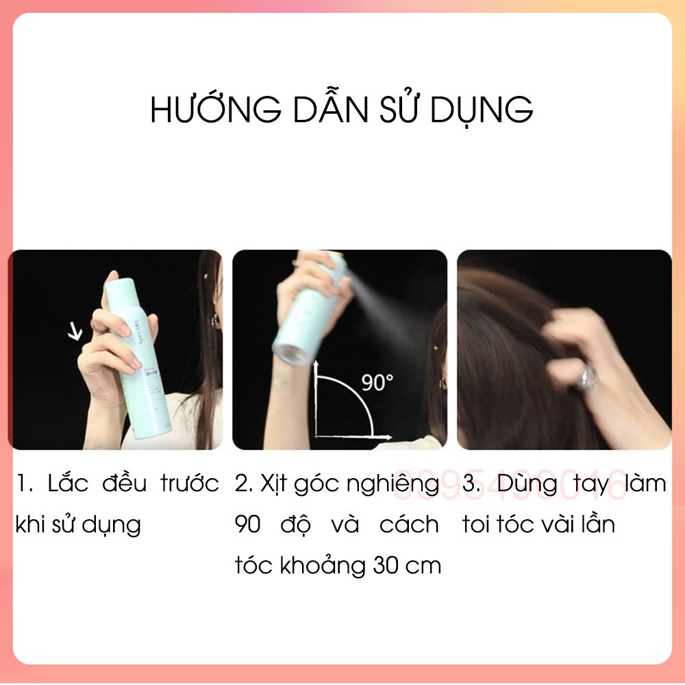 Chai xịt tóc Dầu Gội đầu khô thần tốc SPES 3 Tầng Hương 150ml Không Dầu Bết Dính Bồng bềnh Suốt 8H an toàn tiện lợi