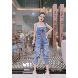 Yếm jean nữ phong cách năng động cao cấp-Yếm jean nữ dài phối túi 2 bên -Chất liệu vải denim cực dày dặn, bền màu , không bị xù lông,không bay màu , phong cách trẻ trung, dễ phối đồ(full tem mác) VNS8