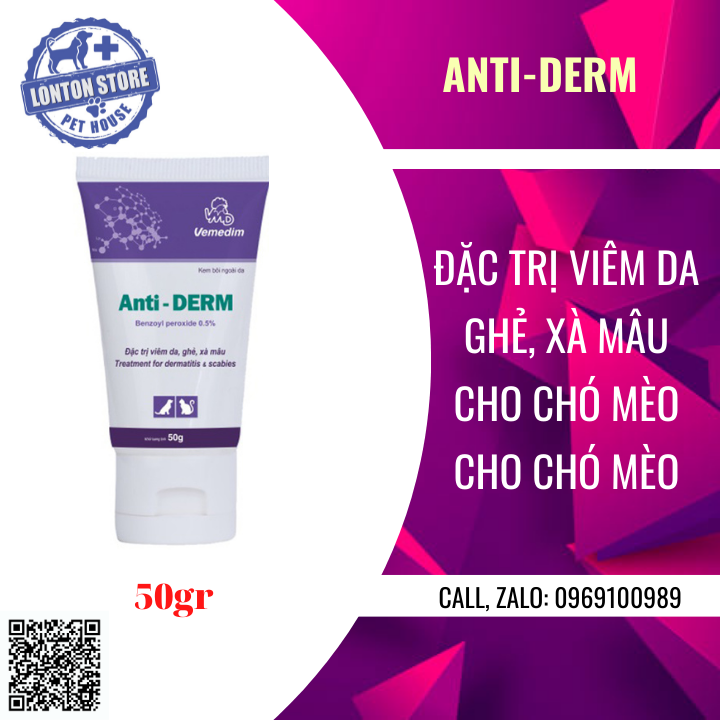 Hình ảnh VEMEDIM Gel Bôi Da Phòng Ghẻ, Viêm Da, Vết Thương, Lở Loét, Xà Mâu Cho Chó Mèo Anti-Derm 50g - Lonton Store