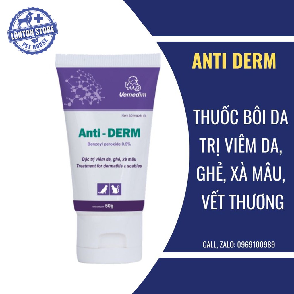 Hình ảnh VEMEDIM Gel Bôi Da Phòng Ghẻ, Viêm Da, Vết Thương, Lở Loét, Xà Mâu Cho Chó Mèo Anti-Derm 50g - Lonton Store